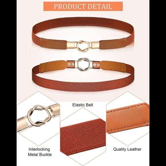 6 Pieces Skinny Women Belts for Women Belts for Dresses Elastic Waist Belt Retro main image 7
